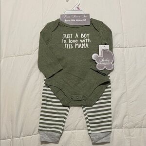 Baby Essentials 4-Piece Olive ‘Boy Mama’ Outfit Set